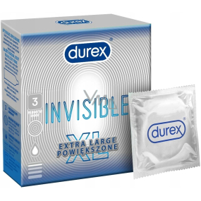 Durex Invisible XL Extra Large extra tenký kondóm, extra veľký, pre maximálnu citlivosť, nominálna šírka: 57 mm 3 kusy