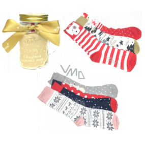 Epee Vianočné ponožky v sklenenej fľaši s uchom pre ženy mix motívov 1 pár, darčekové balenie