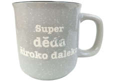 Albi Kameninový hrnček sivý Super dedko široko-ďaleko 400 ml