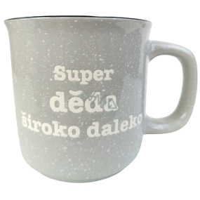 Albi Kameninový hrnček sivý Super dedko široko-ďaleko 400 ml