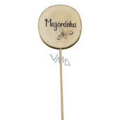 Bohemia Gifts Drevený zápich k bylinkám s potlačou - Majoránka priemer kolieska je 5 - 8 cm