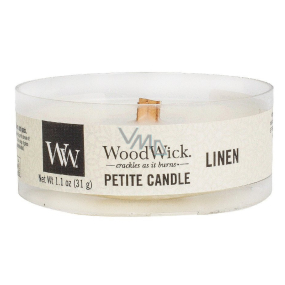 Woodwick Linen - Čistý ľan vonná sviečka s dreveným knôtom petite 31 g
