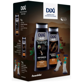 Dixi Muži kofeínový šampón 400 ml + 3v1 Elegantný moment sprchový gel 400 ml + ponožky pre mužov veľkosť 41-45, kozmetická sada