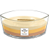Woodwick Trilogy Golden Treats - Zlaté lahôdky vonná sviečka s dreveným širokým knôtom a viečkom loď 453 g