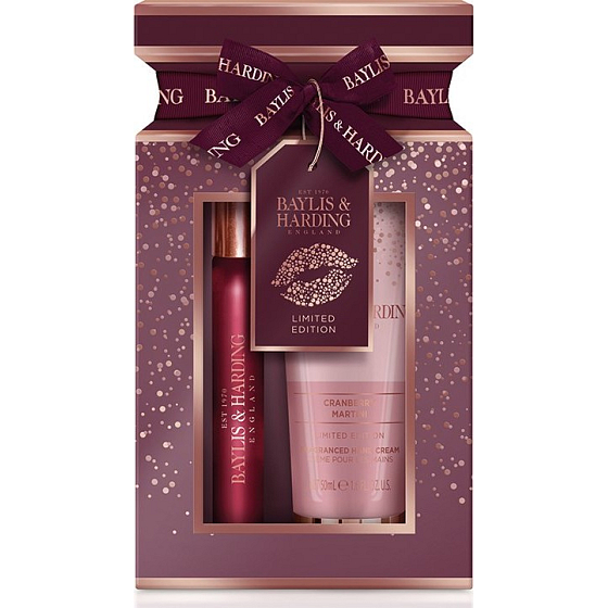 Baylis & Harding Brusnicové Martini parfumovaná voda 12 ml Rollerball + krém na ruky 50 ml, darčeková sada