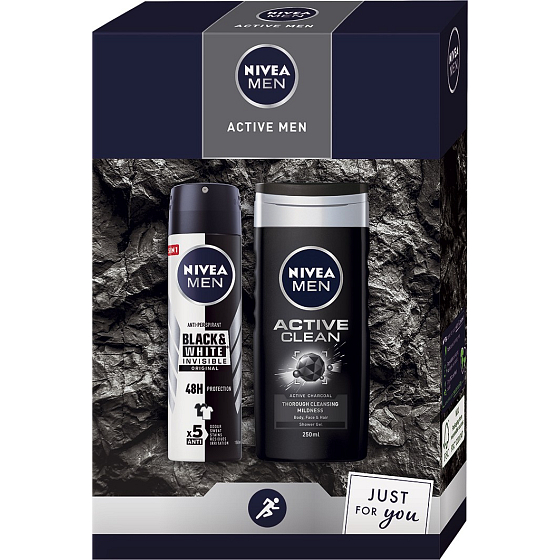 Nivea Men Active Men antiperspirant dezodorant sprej 150 ml + sprchový gél 250 ml, kozmetická sada pre mužov