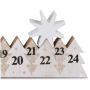 Adventný kalendár drevený biely s hviezdou 78 x 395 mm