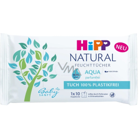 HiPP Babysanft Natural Aqua čistiace vlhčené obrúsky bez plastov pre deti 10 kusov