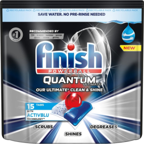 Finish Quantum Ultimate tablety do umývačky, chráni riadu a poháre, prináša oslnivú čistotu, lesk 15 kusov
