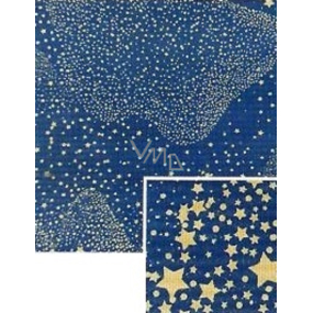 Nekupto Darčekový baliaci papier vianočné 70 x 150 cm Modrý zlaté hviezdičky
