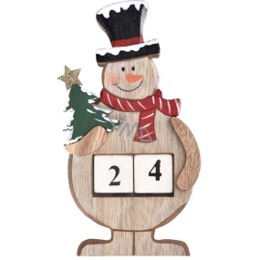 Emocio Adventný kalendár snehuliak z farebného dreva 10 x 17 cm