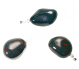Heliotrop / Bloodstone India Troml prívesok prírodný kameň, 2,2-3 cm, 1 kus, kameň odvahy