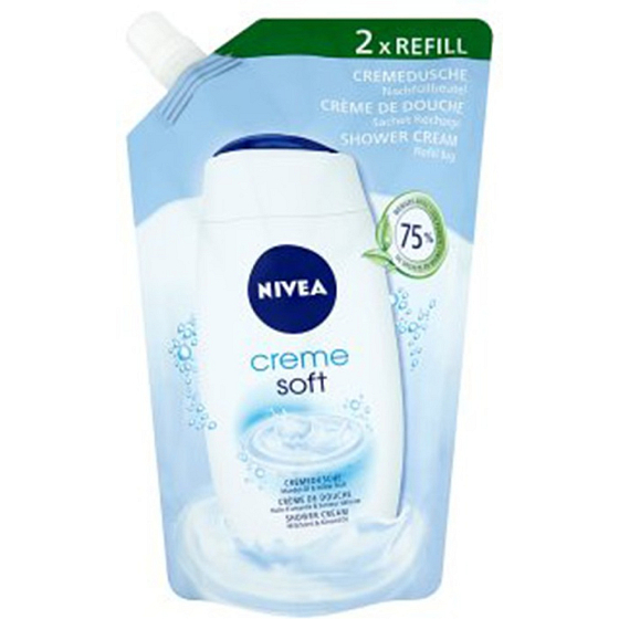 Nivea Creme Soft, sprchový gel, náhradní náplň, 500 ml