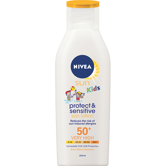 Nivea Sun Kids OF 50+ Protect & Sensitive detské mlieko na opaľovanie, 200 ml
