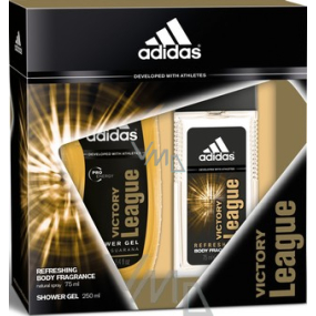 Adidas Victory League parfumovaný deodorant sklo pre mužov 75 ml + sprchový gél 250 ml, kozmetická sada