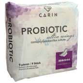 Carine Probiotic Ultra Wings dámske hygienické intímne vložky odstraňujú kvasinkové infekcie 9 kusov