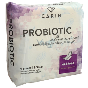 Carine ProBiotic Ultra Wings dámske hygienické intímne vložky odstraňujú kvasinkové infekcie 9 kusov