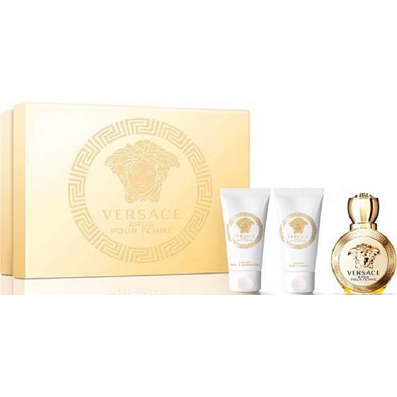Versace Eros pour Femme toaletná voda pre ženy 50 ml + telové mlieko 50 ml + sprchový gél 50 ml, darčeková sada
