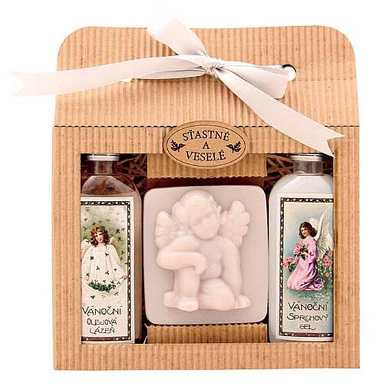 Bohemia Gifts Vianoce sprchový gél 100 ml + Anjel ručne vyrábané mydlo 80 g + Šípky a Ruže olejový kúpeľ 100 ml