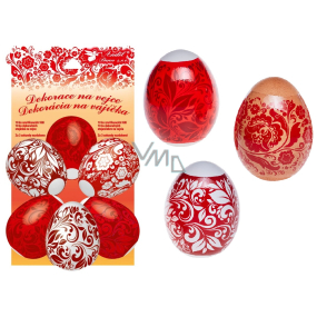 Zmršťovacia dekorácie na vajcia červené 10 kusov + 10 stojančekov