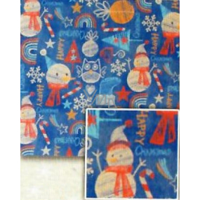 Nekupto Darčekový baliaci papier 70 x 150 cm Vianočný Modrý sněhuláčci