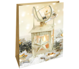 Nekupto Darčeková papierová taška 46 x 33 x 10,5 cm zlatá lampáš Vianočná WBXL 1957 01