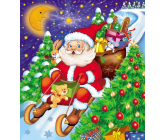 Plastová taška 44 x 50 cm s rukoväťou Santa Claus na saniach