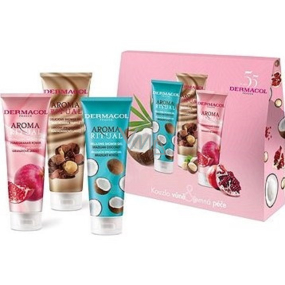 Dermacol Aroma Ritual Brazílsky kokos sprchový gél 250 ml + Makadamiový hľuzovka sprchový gél 250 ml + Granátové jablko sprchový gél 250 ml, kozmetická sada