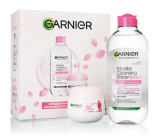 Garnier Skin Naturals micelárna voda pre citlivú pleť 400 ml + Botanický krém s ružovou vodou na tvár pre suchú a citlivú pleť 50 ml, kozmetická sada