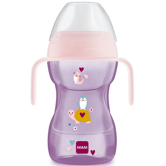 Hrnček Mam Fun to Drink Cup na prechod na klasický hrnček 8+ mesiacov Fialový 270 ml