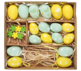 Plastové dekorácie vajíčok v krabici, mix veľkostí Sada 24 kusov