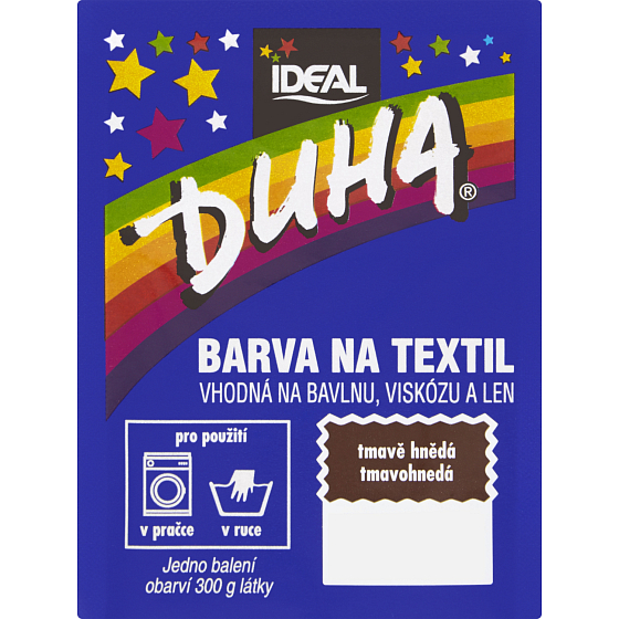 Ideal Duha tmavohnedá, farba na textil na bavlnu, viskózu a ľan, na 300 g látky, 15 g