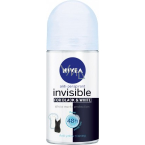 Nivea Invisible Black & White Pure guličkový antiperspirant roll-on pre ženy 50 ml