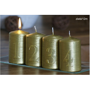 Lima Adventná sada s číslami sviečka zlatá valec 60 x 90 mm 4 kusy