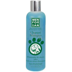 MenForSan eliminujúce zápach srsti s vôňou púdru prírodné šampón pre psov 300 ml