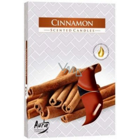 BISPOL Aura Cinnamon - Škorica vonné čajové sviečky 6 kusov