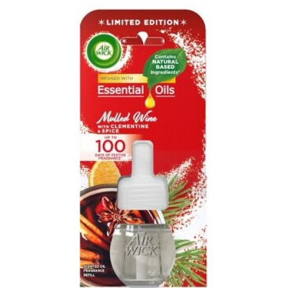 Air Wick Essential Oils Mulled Wine - Vôňa vareného vína elektrický osviežovač náhradná náplň 19 ml