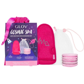 Glove Cosmic Spa znovu použiteľné odličovacie tampóny 5 kusov + rukavice na celulitídu + vrecúško na pranie tampónov + vrecúško na skladovanie výrobkov, kozmetická sada