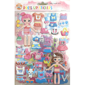 Ditipo Obliekať bábiky a oblečenie samolepky pre dievčatá 15,5 x 20 cm 2 listy