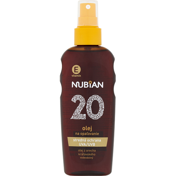 Nubian OF 20 Sprej olej na opaľovanie, 150 ml