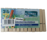 Clanax Štipce na prádlo drevené 36 kusov