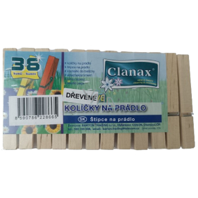 Clanax Štipce na prádlo drevené 36 kusov