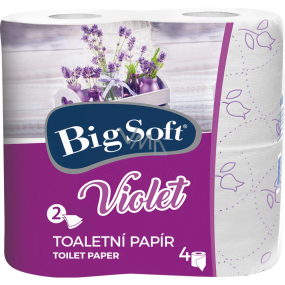 Big Soft Violet parfumovaný toaletný papier biely 2 vrstvový 190 útržkov 4 role