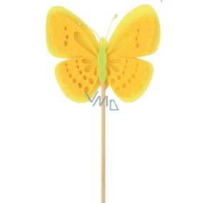 Motýľ z filcu žltý zápich zápich 7 cm + špajle