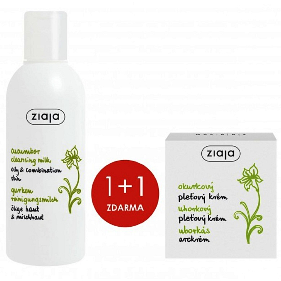 Ziaja Uhorka čistiace pleťové mlieko 200 ml + pleťový krém 50 ml, duopack