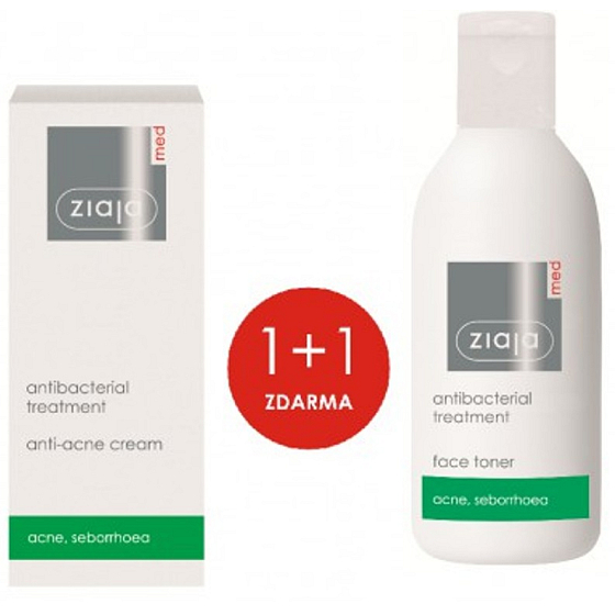 Ziaja Med Antibakteriálny ľahký pleťový krém proti akné 50 ml + čistiace tonikum pre mastnú a problematickú pleť 200 ml, duopack