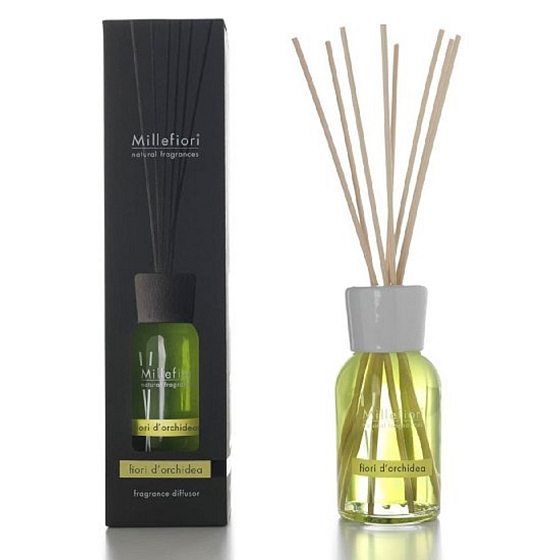 Millefiori Milano Natural Fiori D'Orchidea - Kvety orchidey Difuzér 100 ml + 7 stebiel v dĺžke 25 cm do menších priestorov vydrží 5-6 týždňov