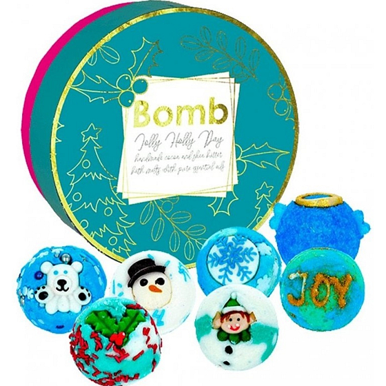 Bomb Cosmetics Jolly Holly gulička do kúpeľa 7 x 30 g, kozmetická sada