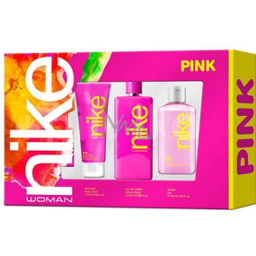 Nike Pink Woman toaletná voda pre ženy 100 ml + sprchový gél 100 ml + telové mlieko 75 ml, darčeková sada pre ženy
