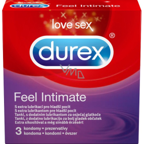 Durex Feel Intimate kondóm tenký s extra lubrikáciou nominálna šírka: 56 mm 3 kusy